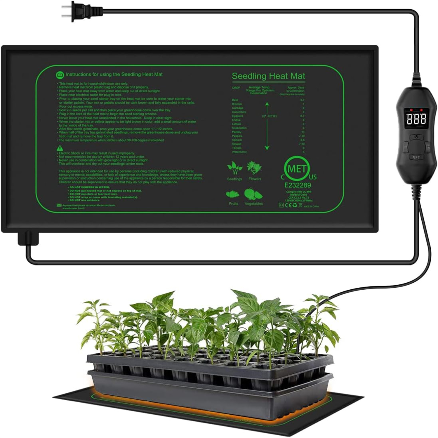 Heat Mat Seedling - Tapis chauffant pour semis avec thermostat
